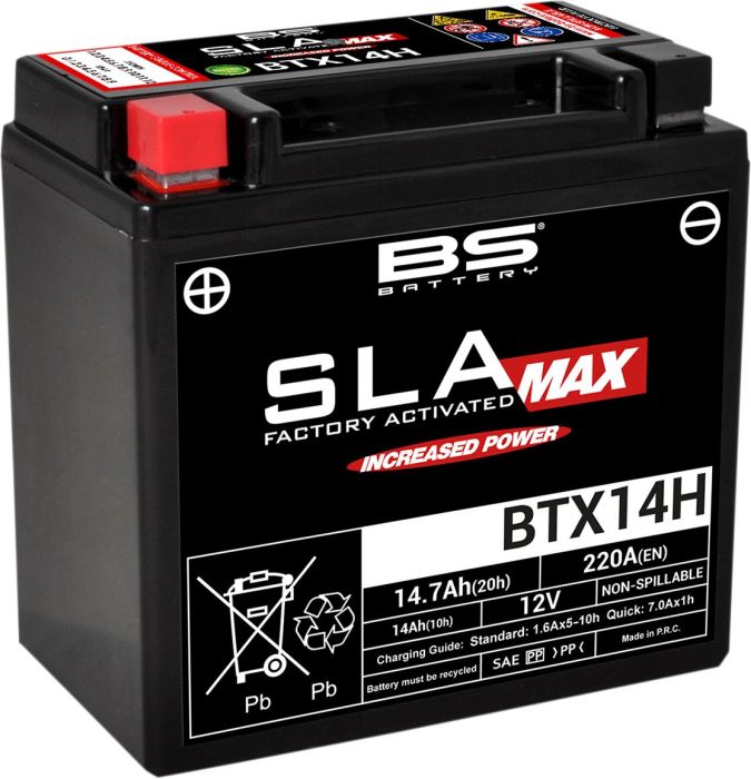 Motorcykelbatteri BS BTX14H SLA- MAX (AGM)