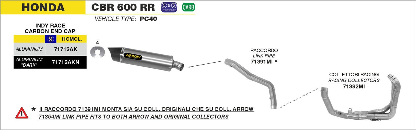 Honda CBR 600 RR 2009-2012 Arrow udstødning. Slip-on udstødninger, komplette udstødninger, manifold/forrør. Find det hos Pitboxen.dk