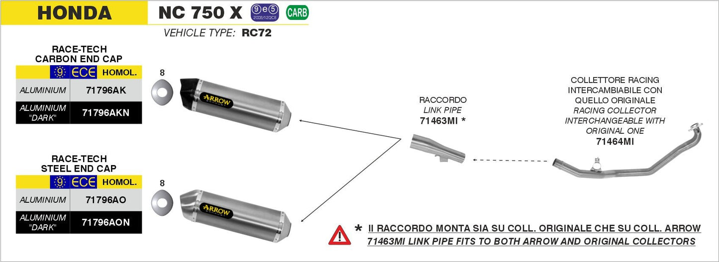 Honda NC 750 X 2014-2015 Arrow udstødning. Slip-on udstødninger, komplette udstødninger, manifold/forrør. Find det hos Pitboxen.dk