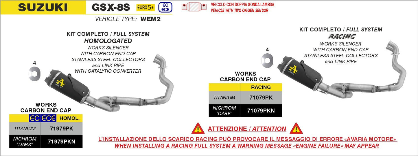 Suzuki GSX - 8S 2024 - 2025 udstødning - Arrow - Pitboxen.dk