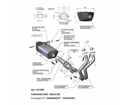 Kawasaki Ninja 650 / Z650 Leo Vince udstødning, underbody