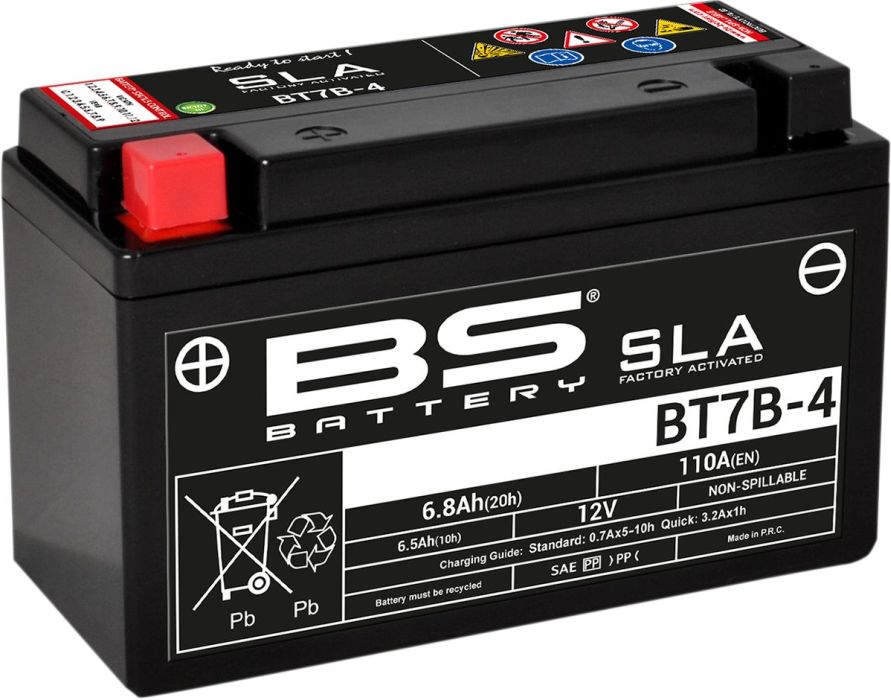 Motorcykelbatteri BS BT7B-4 SLA (vedligeholdelsesfrit)