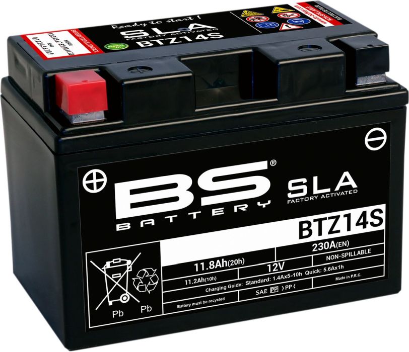 Motorcykelbatteri BS BTZ14S SLA (vedligeholdelsesfrit)