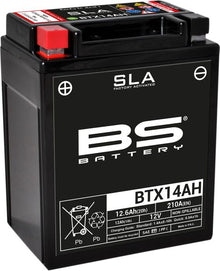 Motorcykelbatteri BS BTX14AH/BB14-A2/B2 SLA (vedligeholdelsesfrit)