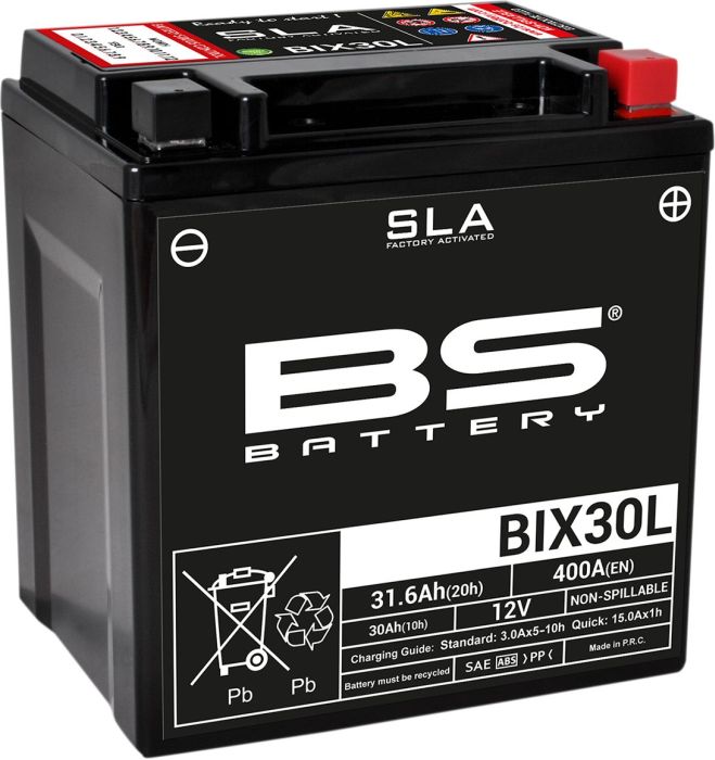 Motorcykelbatteri BS BIX30L SLA (vedligeholdelsesfrit)