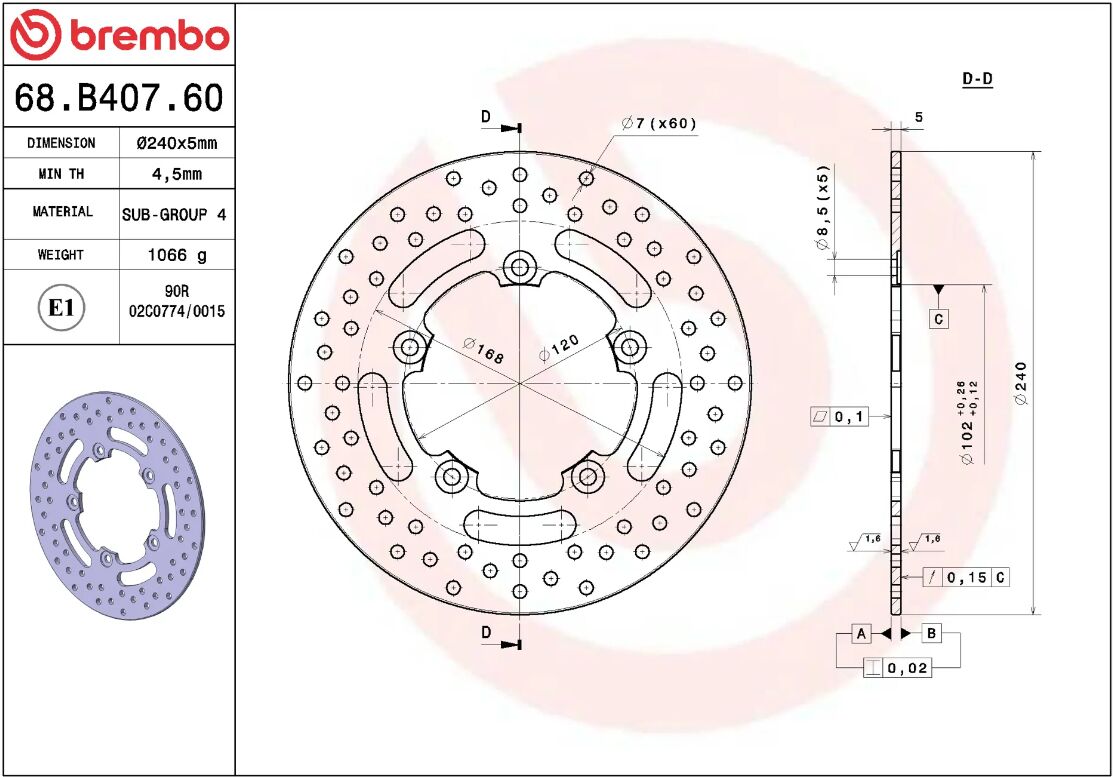 Aprilia Dorsoduro 08 - 20 m.fl. bremseskive bag, ORO fast - Brembo - Pitboxen.dk