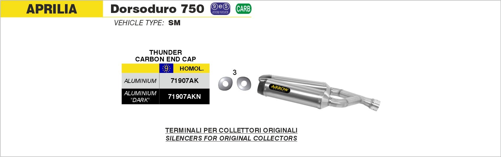 Aprilia DORSODURO 750 2009-2017 Arrow udstødning. Slip-on udstødninger, komplette udstødninger, manifold/forrør. Find det hos Pitboxen.dk