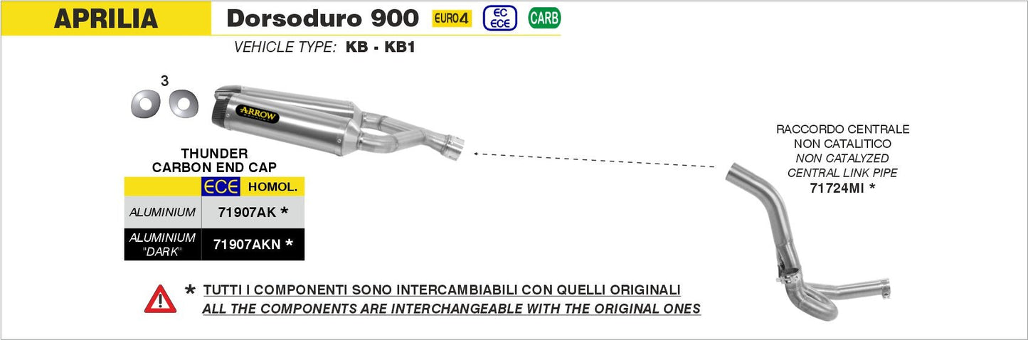 Aprilia DORSODURO 900 2017-2019 Arrow udstødning. Slip-on udstødninger, komplette udstødninger, manifold/forrør. Find det hos Pitboxen.dk