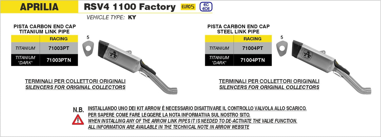 Aprilia RSV 4 1100 Factory 2021-2024 Arrow udstødning. Slip-on udstødninger, komplette udstødninger, manifold/forrør. Find det hos Pitboxen.dk