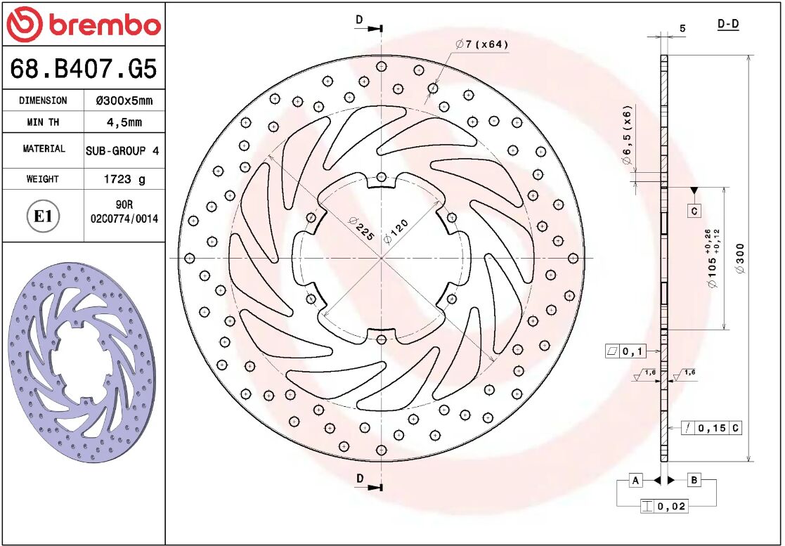 Bmw F 650 GS 00 - 07 m.fl. bremseskive for, ORO fast - Brembo - Pitboxen.dk