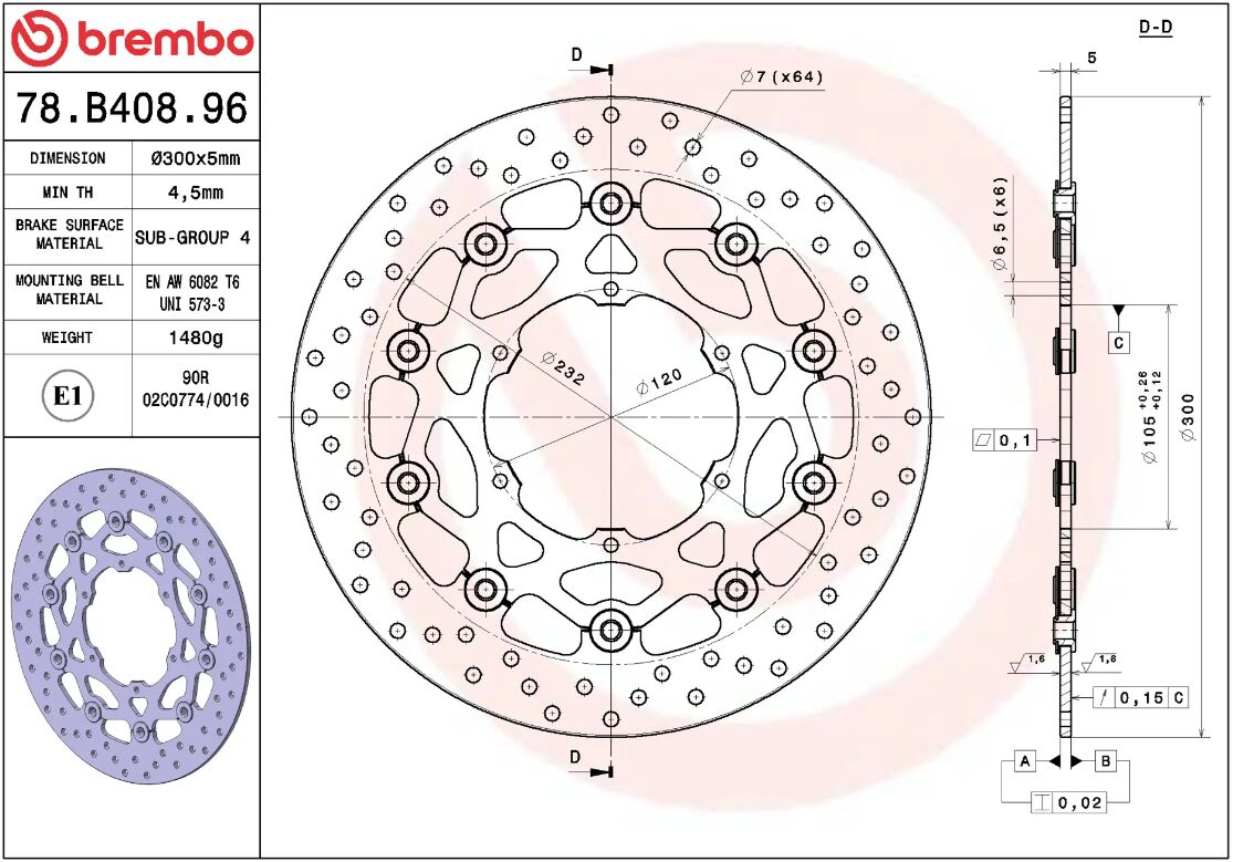 Bmw F 650 GS 00 - 08 m.fl. bremseskive for, ORO flydende - Brembo - Pitboxen.dk