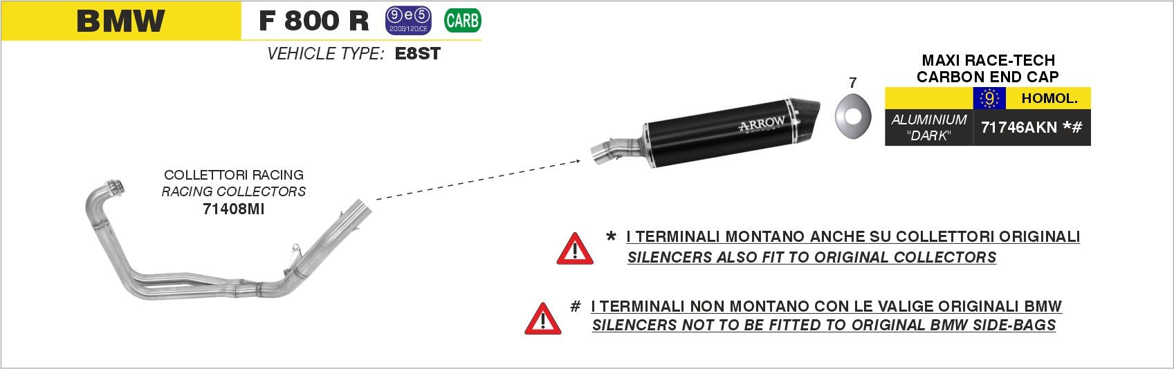 BMW F 800 R 2009-2016 Arrow udstødning. Slip-on udstødninger, komplette udstødninger, manifold/forrør. Find det hos Pitboxen.dk