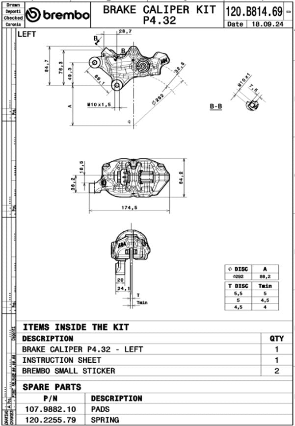 Bremsekaliber for Harley Davidson - sort, venstre – Brembo 484 - Pitboxen.dk