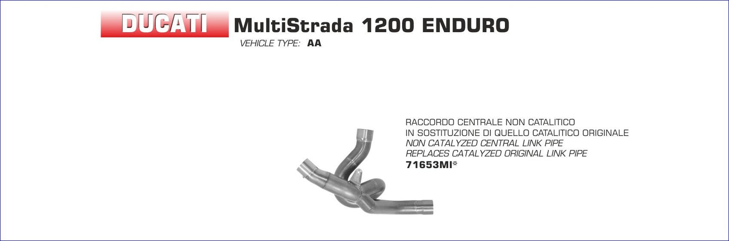 Ducati Multistrada 1200 Enduro 2016-2018 Arrow udstødning. Slip-on udstødninger, komplette udstødninger, manifold/forrør. Find det hos Pitboxen.dk