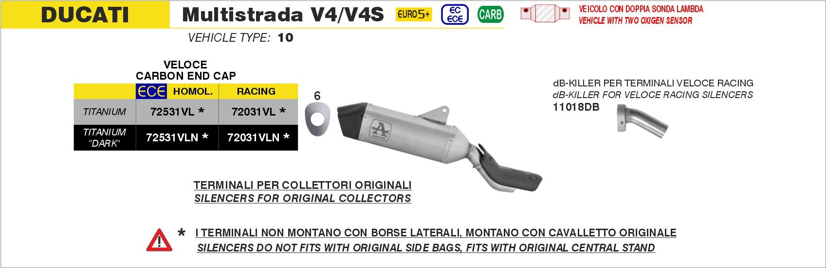 Ducati Multistrada V4 / V4S 2025- Arrow udstødning. Slip-on udstødninger, komplette udstødninger, manifold/forrør. Find det hos Pitboxen.dk