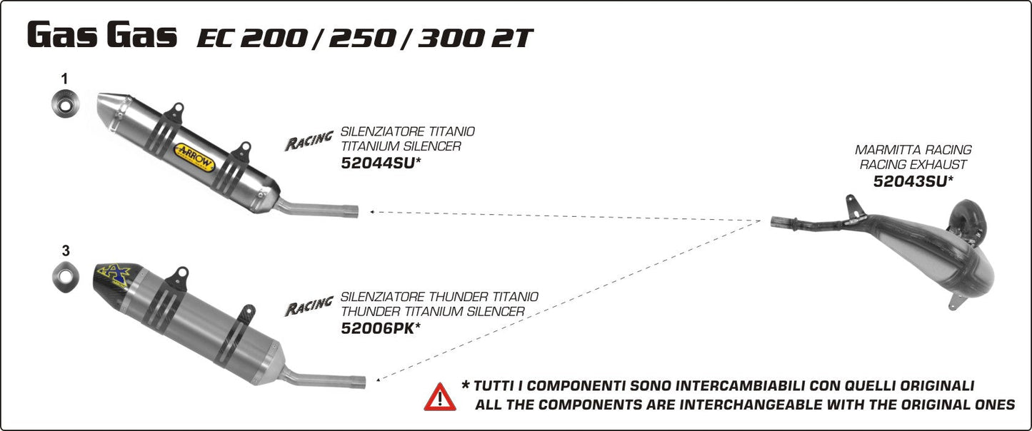 Gas Gas EC 250 2T 2007-2011 Arrow udstødning. Slip-on udstødninger, komplette udstødninger, manifold/forrør. Find det hos Pitboxen.dk