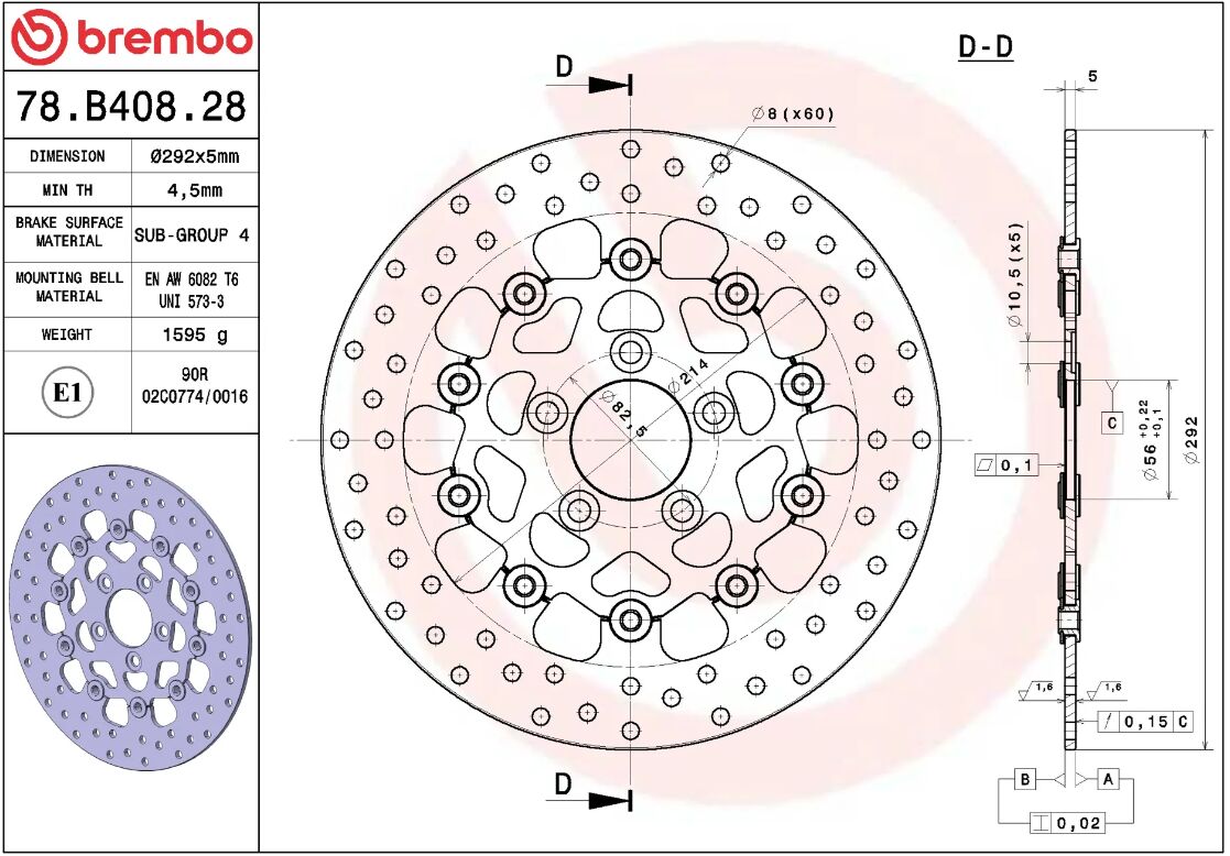 Harley Davidson Sportster Custom 04-13 m.fl. bremseskive bag, ORO fast - Brembo