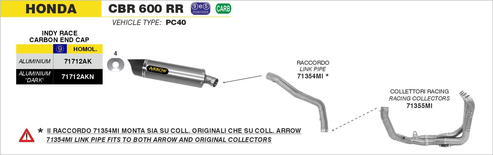Honda CBR 600 RR 2007-2008 Arrow udstødning. Slip-on udstødninger, komplette udstødninger, manifold/forrør. Find det hos Pitboxen.dk