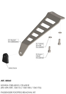 Honda CBR 650 R 19 - 25 Kit til afmontering af passager fodhvilere - LeoVince - Pitboxen.dk