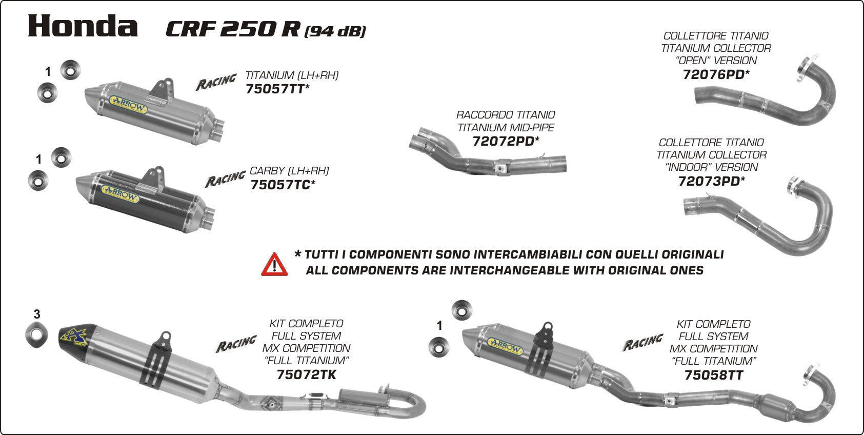 Honda CRF 250 R 2006-2009 Arrow udstødning. Slip-on udstødninger, komplette udstødninger, manifold/forrør. Find det hos Pitboxen.dk