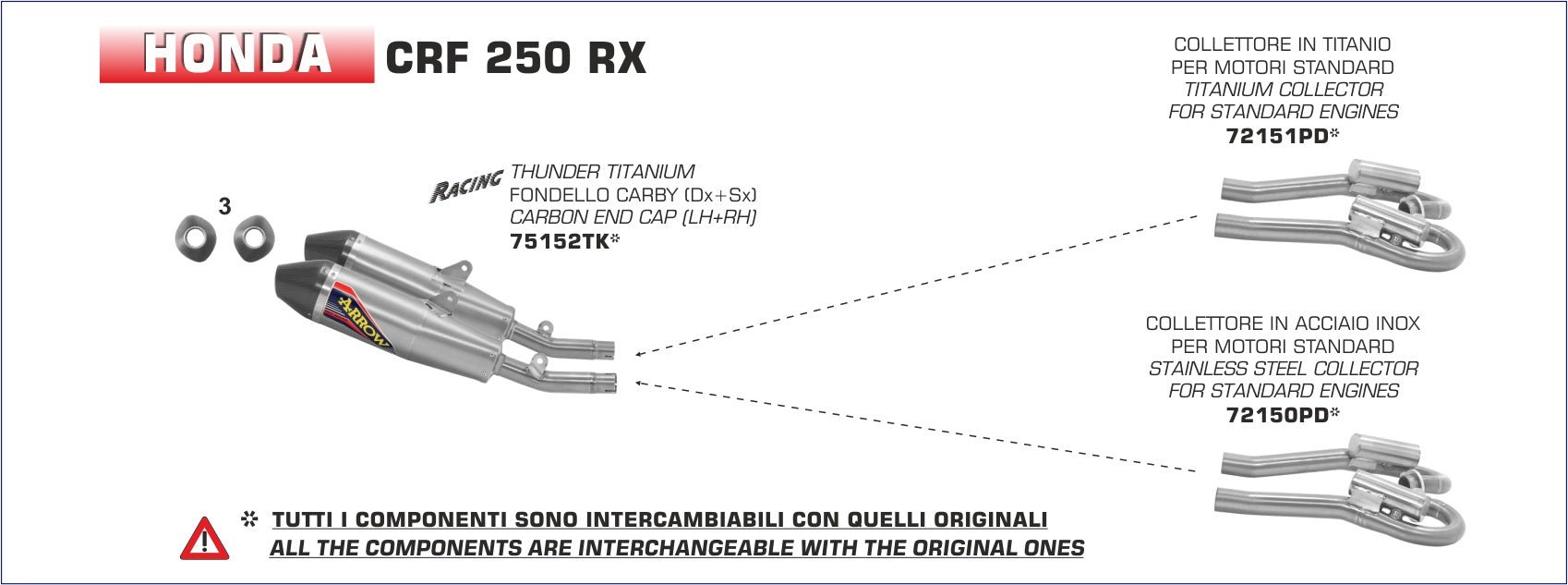 Honda CRF 250 RX 2019- Arrow udstødning. Slip-on udstødninger, komplette udstødninger, manifold/forrør. Find det hos Pitboxen.dk