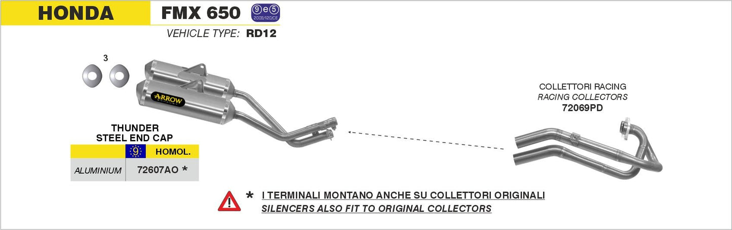 Honda FMX 650 2005-2008 Arrow udstødning. Slip-on udstødninger, komplette udstødninger, manifold/forrør. Find det hos Pitboxen.dk