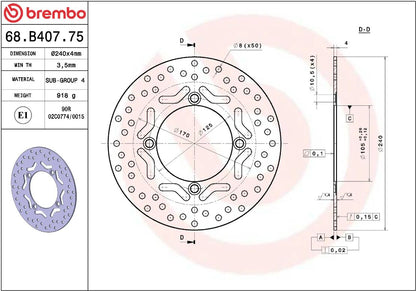 Honda Forza 00 - 13 m.fl. bremseskive for, ORO fast - Brembo - Pitboxen.dk