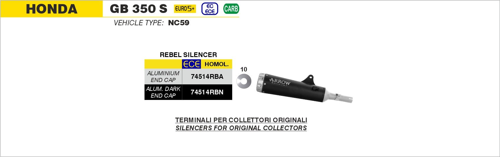 Honda GB 350 S 2025- Arrow udstødning. Slip-on udstødninger, komplette udstødninger, manifold/forrør. Find det hos Pitboxen.dk