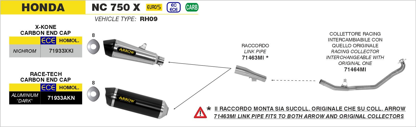 Honda NC 750 X 2021-2022 Arrow udstødning. Slip-on udstødninger, komplette udstødninger, manifold/forrør. Find det hos Pitboxen.dk