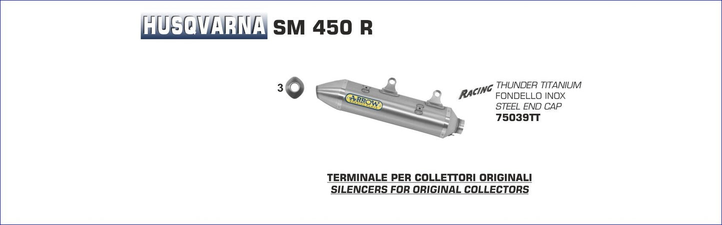 Husqvarna SM 450 R 2006- Arrow udstødning. Slip-on udstødninger, komplette udstødninger, manifold/forrør. Find det hos Pitboxen.dk