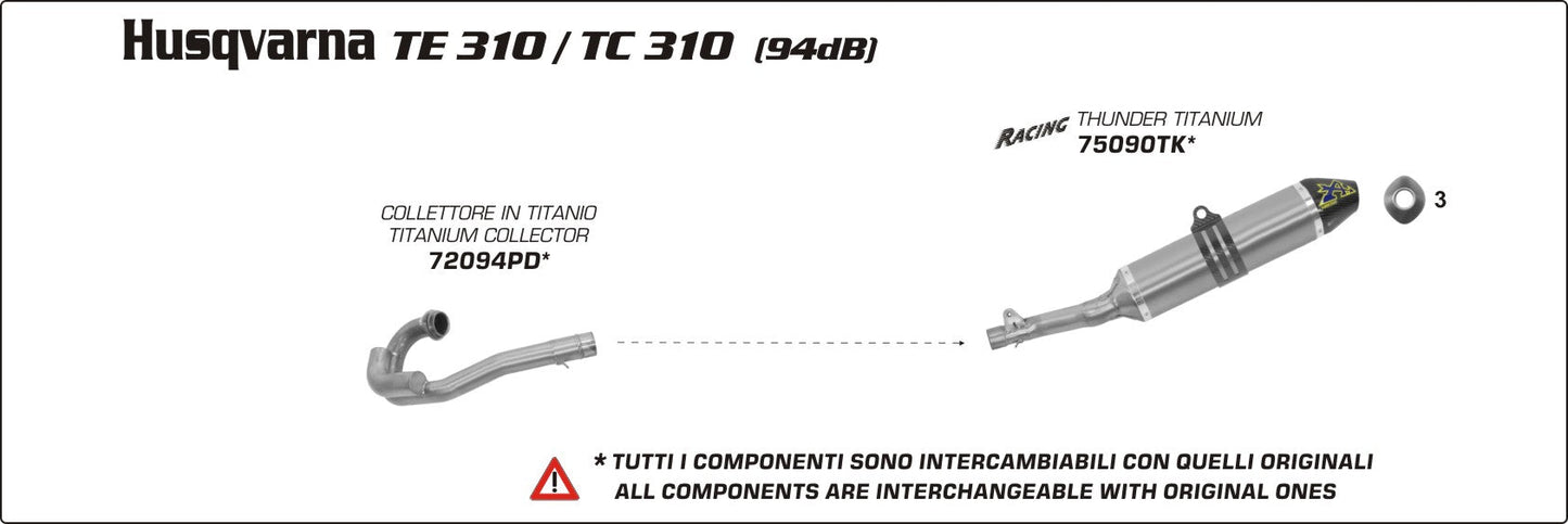 Husqvarna TE 310 2010-2012 Arrow udstødning. Slip-on udstødninger, komplette udstødninger, manifold/forrør. Find det hos Pitboxen.dk
