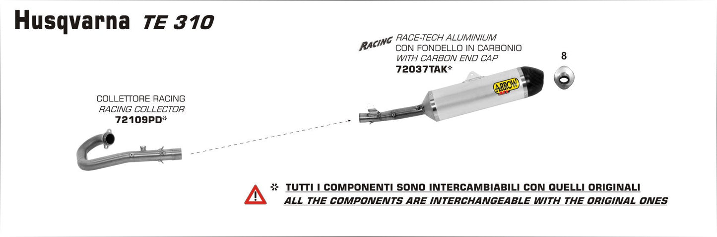 Husqvarna TE 310 2013-           Arrow udstødning. Slip-on udstødninger, komplette udstødninger, manifold/forrør. Find det hos Pitboxen.dk