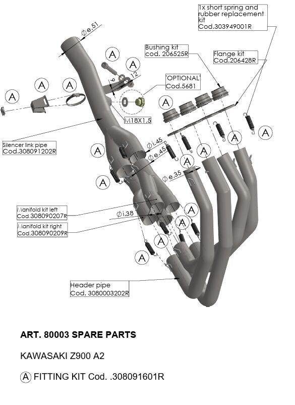 Kawasaki Z 900 A2 18 - 24 Manifold - LeoVince - Pitboxen.dk