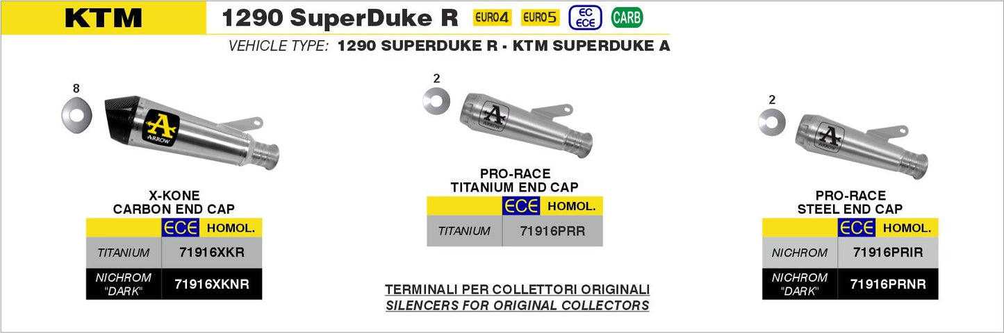 KTM 1290 SuperDuke R 2020-2023 Arrow udstødning. Slip-on udstødninger, komplette udstødninger, manifold/forrør. Find det hos Pitboxen.dk