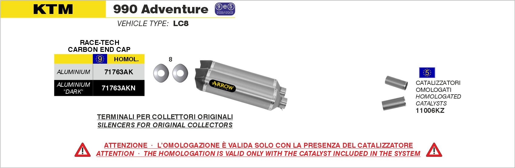 KTM 990 Adventure 2006-2014 Arrow udstødning. Slip-on udstødninger, komplette udstødninger, manifold/forrør. Find det hos Pitboxen.dk