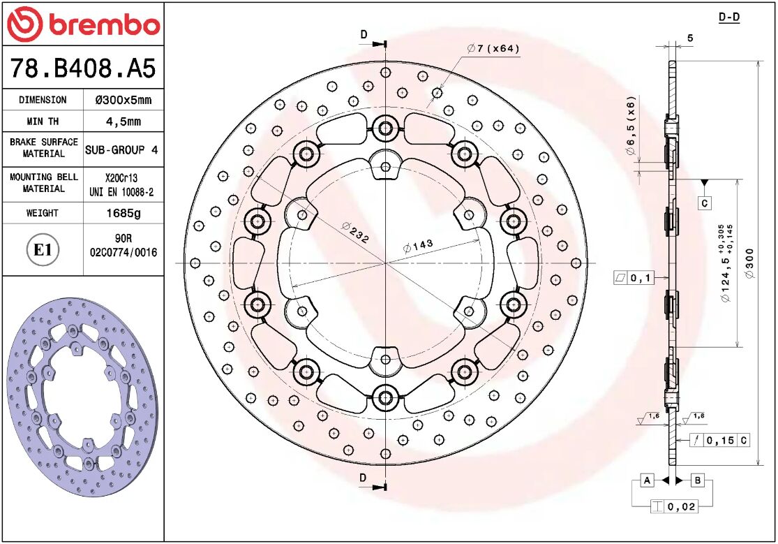 Ktm Factory Replica 07 - 10 m.fl. bremseskive for, ORO flydende - Brembo - Pitboxen.dk