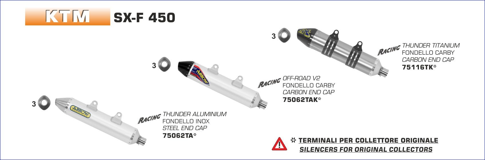 KTM SX-F 450 2014- Arrow udstødning. Slip-on udstødninger, komplette udstødninger, manifold/forrør. Find det hos Pitboxen.dk