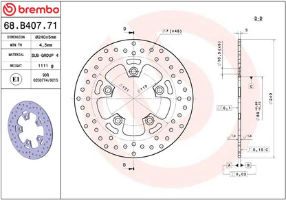 Kymco GRAND DINK 125 I 12 - 15 m.fl. bremseskive for, ORO fast - Brembo - Pitboxen.dk