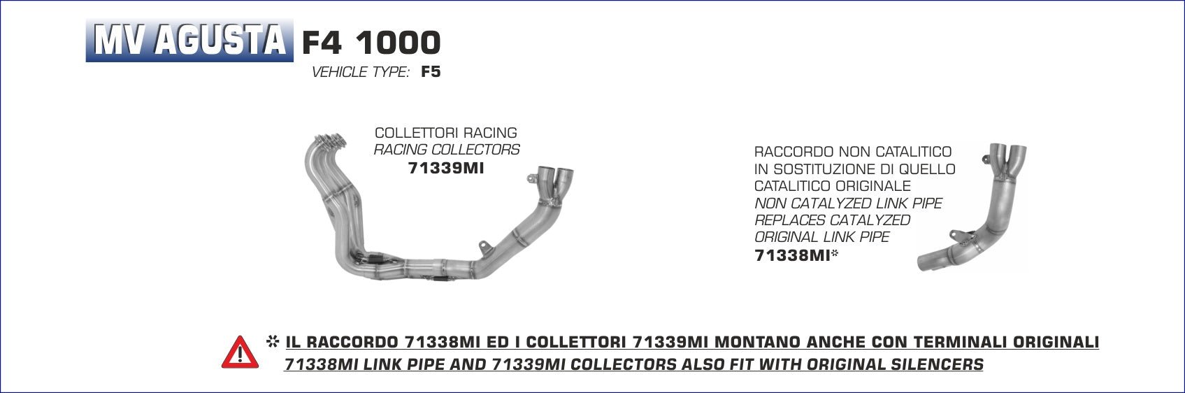 MV Agusta F4 1000 2004-2007 Arrow udstødning. Slip-on udstødninger, komplette udstødninger, manifold/forrør. Find det hos Pitboxen.dk
