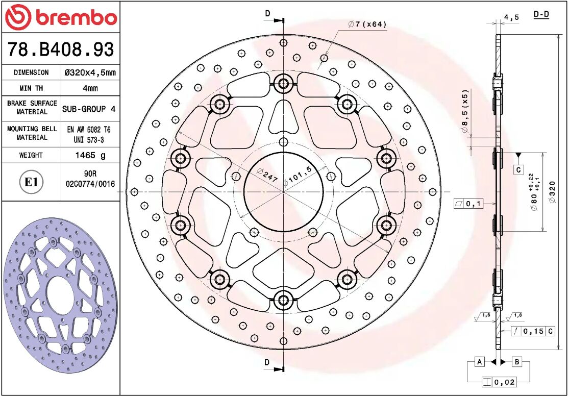 Mv Agusta SCS 19 - 22 m.fl. bremseskive for, ORO flydende - Brembo - Pitboxen.dk