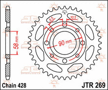 Sort stål bagkædehjul 43T 428 - JTR269.43 - JT Sprockets - Pitboxen.dk