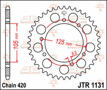 Sort stål bagkædehjul 52T 420 - JTR1131.52 - JT Sprockets - Pitboxen.dk