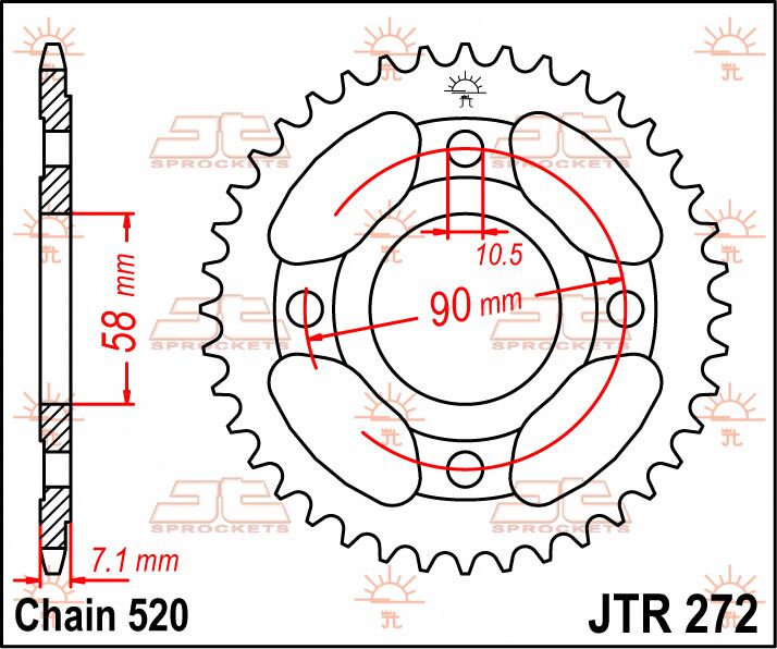 stål bagkædehjul 31T 520 - JTR272.31 - JT Sprockets - Pitboxen.dk