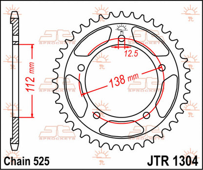 stål bagkædehjul 44T 525 - JTR1304.44 - JT Sprockets - Pitboxen.dk