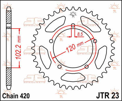 stål bagkædehjul 47T 420 - JTR23.47 - JT Sprockets - Pitboxen.dk