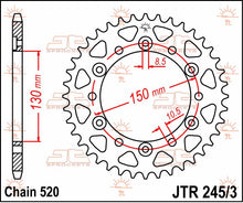 stål bagkædehjul 47T 520 - JTR245/3.47 - JT Sprockets - Pitboxen.dk