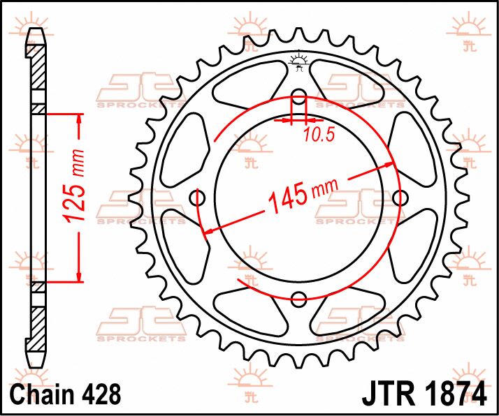 stål bagkædehjul 59T 428 - JTR1874.59 - JT Sprockets - Pitboxen.dk