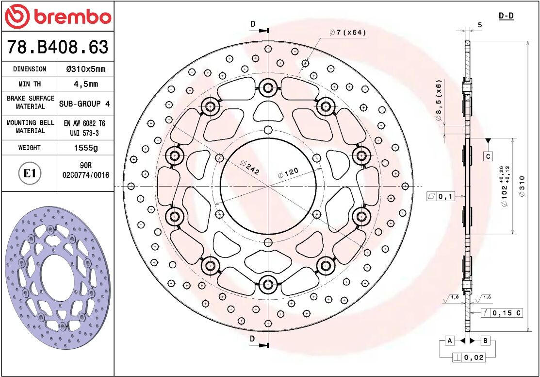 Suzuki GSX - R 750 08 - 18 m.fl. bremseskive for, ORO flydende - Brembo - Pitboxen.dk