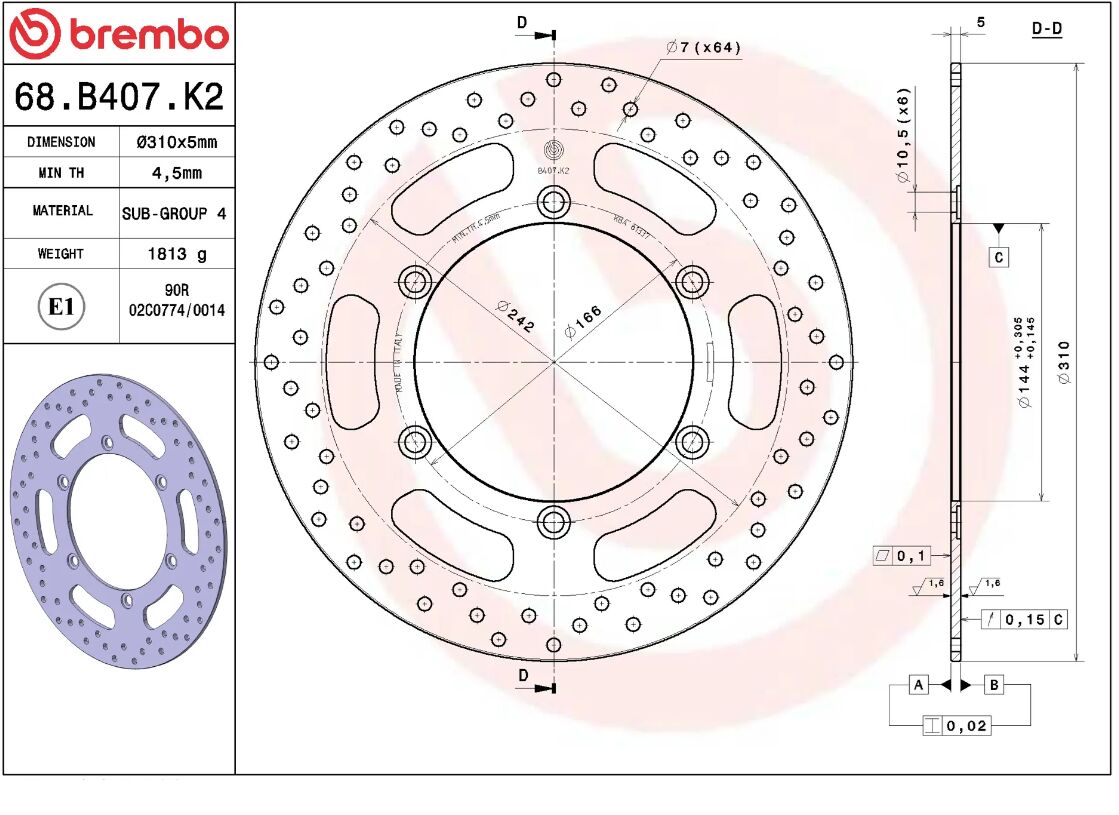 Triumph SCRAMBLER 865 06 - 14 m.fl. bremseskive for, ORO fast - Brembo - Pitboxen.dk