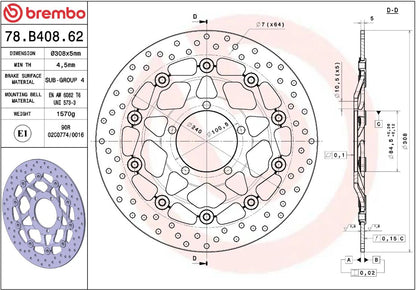Triumph STREET TRIPLE 675 08 - 12 m.fl. bremseskive for, ORO flydende - Brembo - Pitboxen.dk